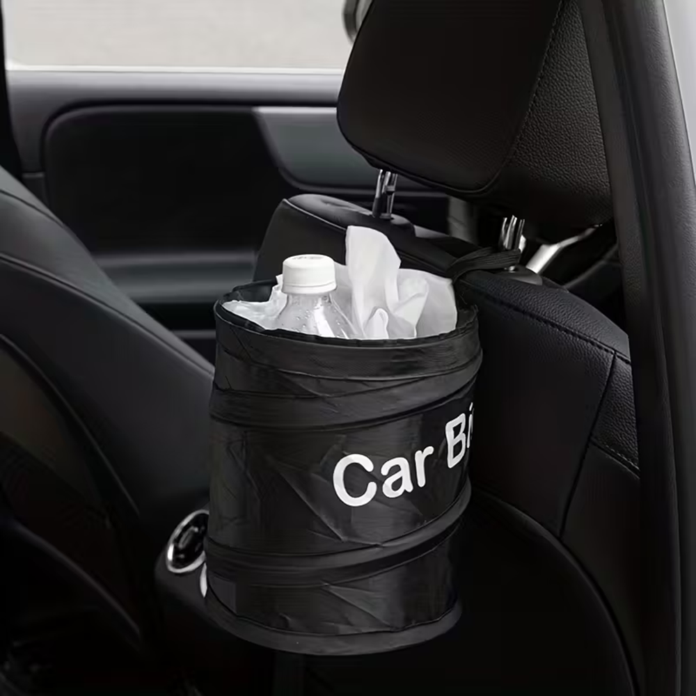 Waterproof Car Trash Can With Lid - Mini Siyah Katlanabilir Açılır Kapanır Araba