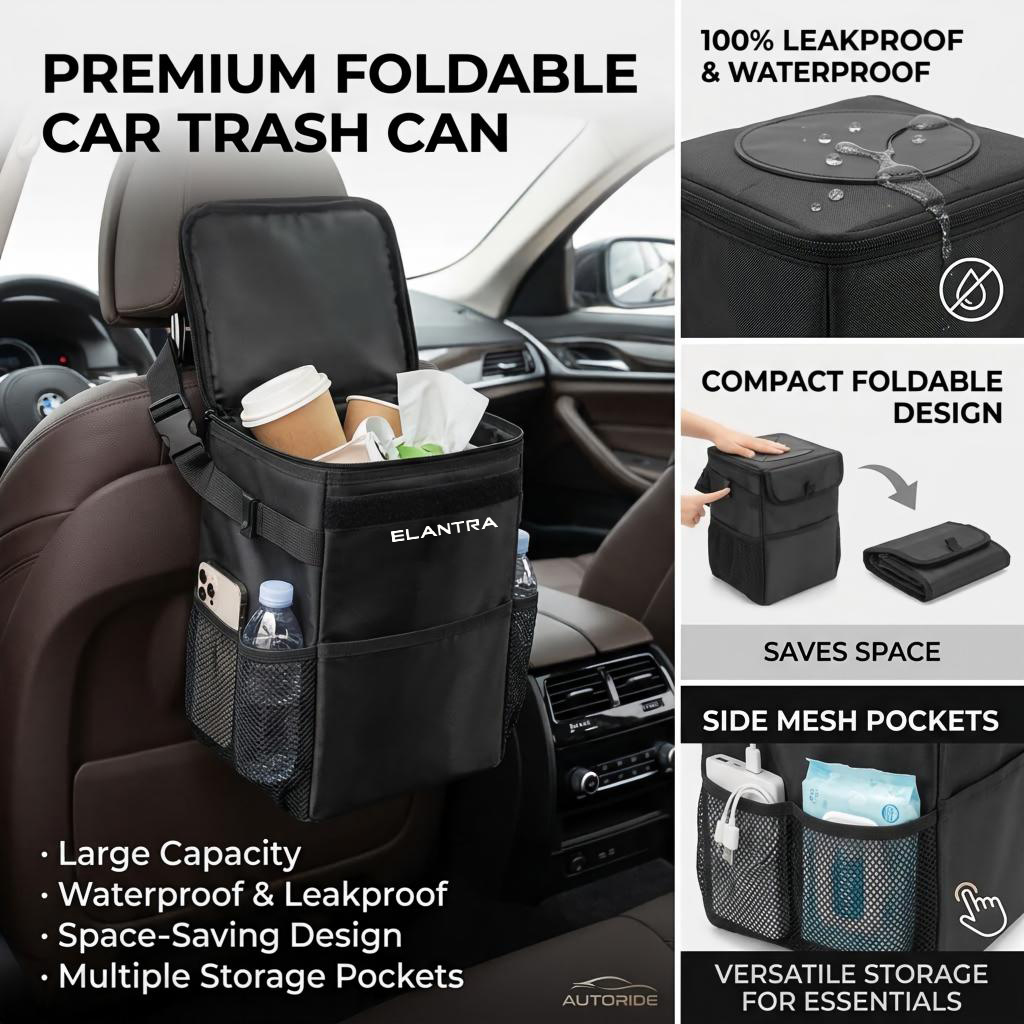 Waterproof Car Trash Can With Lid - Su geçirmez araç çöp torbası, çıkarılabilir,