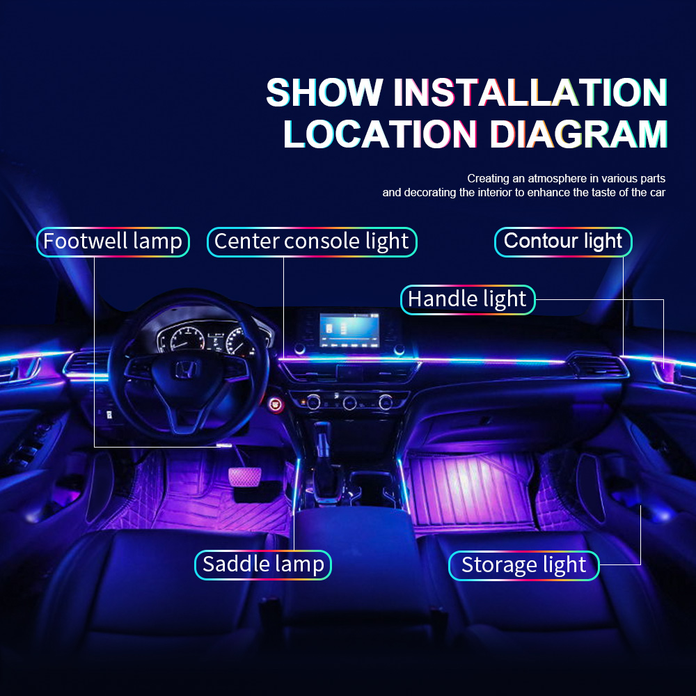 18'i 1 arada Çift Bölgeli Senf - Led Ambient Interior Car Lights App Control incelemesi ve fiyatı